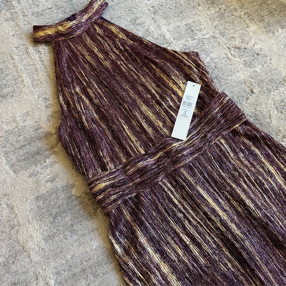 ML Monique‎ Lhuillier Metallic Halter Midi Cocktail Dress Size 4 - Picture 7 of 7